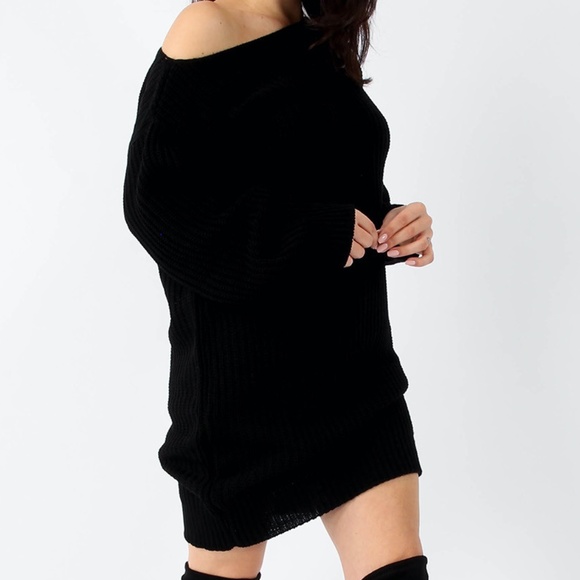 NWT Longline Knit Off the Shoulder Sweater Dress - Picture 2 of 6